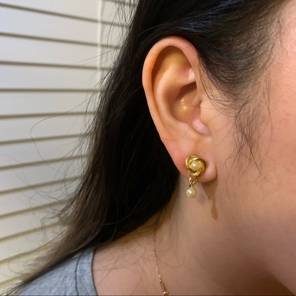 Vintage pearl drop earrings - Picture 2 of 2